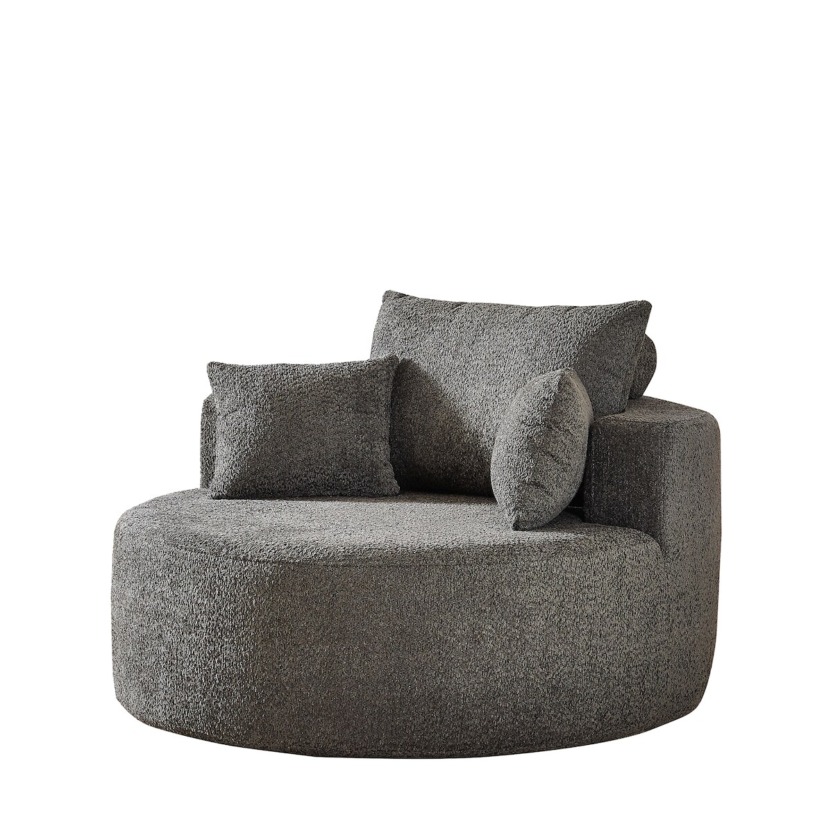 OKWISH Chenille-Sessel 85x127x127 Grau mit Rückenlehnenkissen, ergonomisch, weicher Schaumstoff, Lounge Einzelsessel, kein Montageaufwand Image