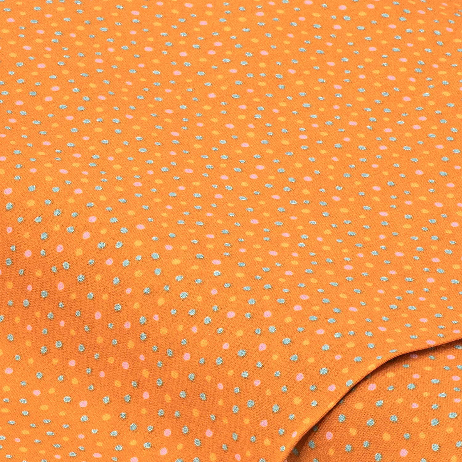 Baumwollstoff Pünktchen Mona, orange/türkis/rosa