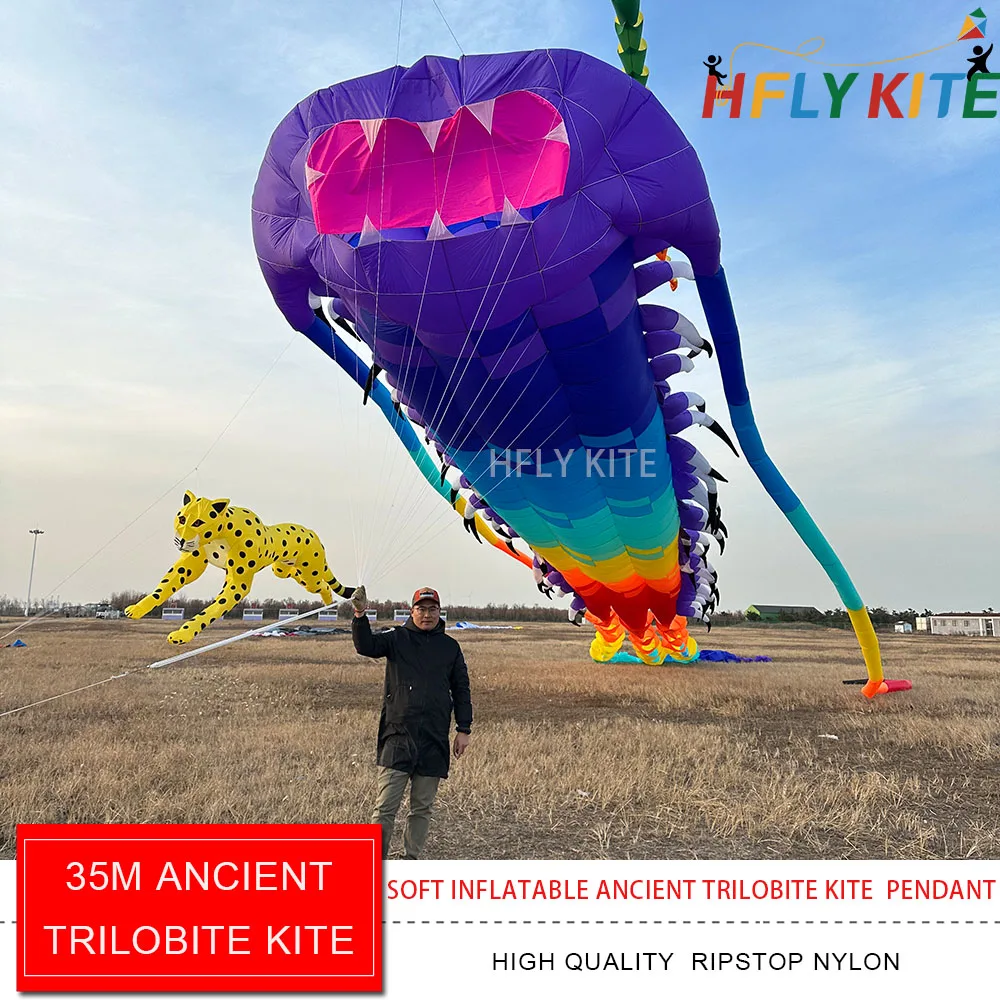 HFLY Neuankömmling Riesige 35 m alte Trilobit-Drachenlinie Wäsche für Erwachsene Hochwertiger Ripstop-Nylon-Show-Tierdrachen-Anhänger Image