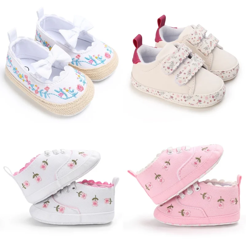 Frühling und Herbst Mode Baby Schuhe Gestrickte Gestickte Nette Mädchen Baby Flache Schuhe Prinzessin Schuhe Flache Schuhe Weiche Sohlen