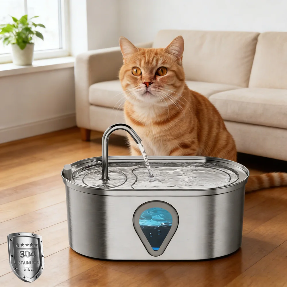 3,5 L Große Kapazität Haustier Trinkbrunnen Feeder Edelstahl Automatische Katze Wasser Dispenser USB Elektrische Stumm Katze Hund Filter Image