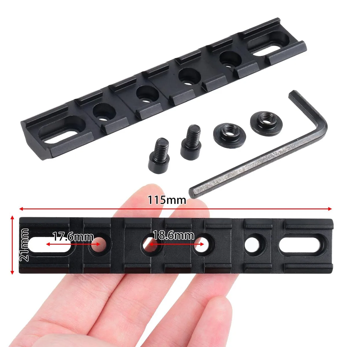 Taktische 6-Slot Aluminium Legierung Picatinny Schiene 115mm Handschutz Schiene Abschnitt Für Gewehr M-lok Keymod Umfang montieren Image