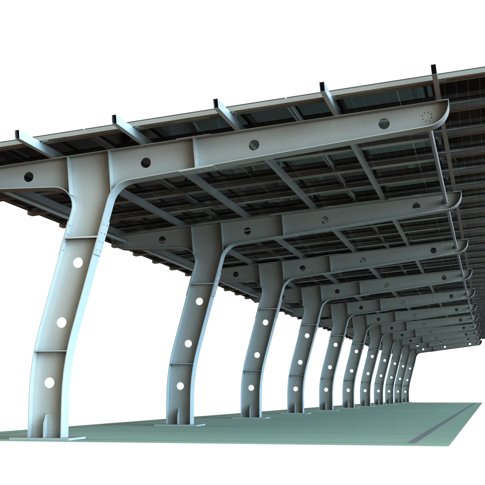 BIPV-Stahlkonstruktions-Carport mit Solarpanel-Montagesystem für Parkplätze im Freien, maßgeschneiderte Designherstellung Image
