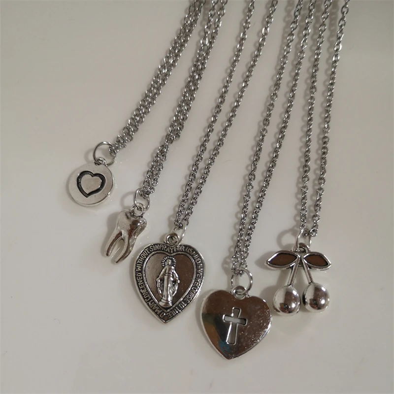 2022 neue Kpop Trend Herz Kreuz Halsketten Für Frauen kragen Goth Aussage Kette Halskette Ästhetischen Schmuck Harajuku Hals Image