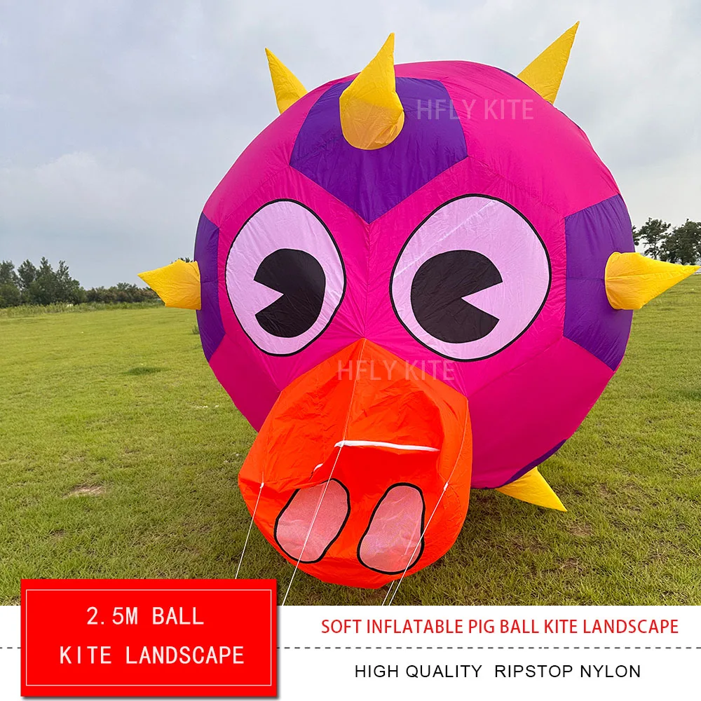 Hfly Neuankömmling 2,5 m weich aufblasbar 2,5 m Schwein Ball Drachen Landschaft für Erwachsene hochwertige Ripstop Nylon Tier Drachen Windsack Image