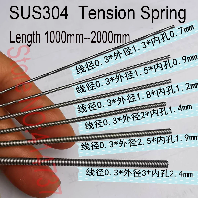 1 Stück 0,3 mm Draht Edelstahl Zugfeder Edelstahl Mantel Feder Öldichtung Feder Zugfedern Länge 1000/2000 mm Image