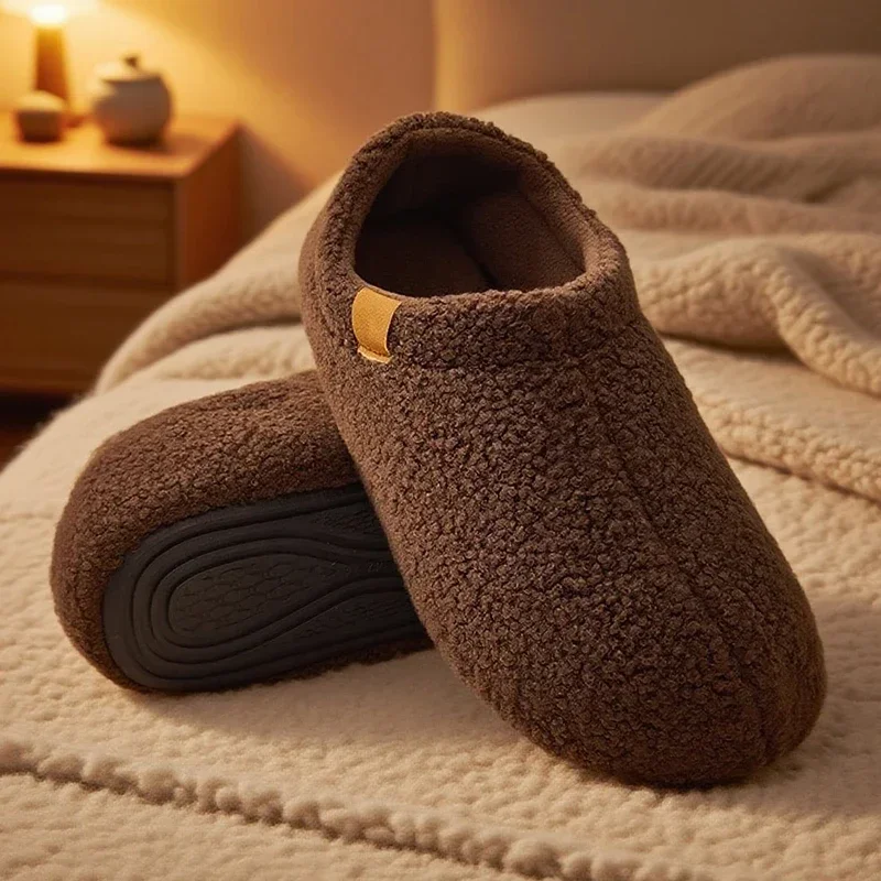 Fluffy Home Herren-Hausschuhe, weich, leicht, rutschfest, für den Innenbereich, für den Winter, rutschfest, atmungsaktiv, für Schlafzimmer, geräuschlos, Paar-Schuhe Image
