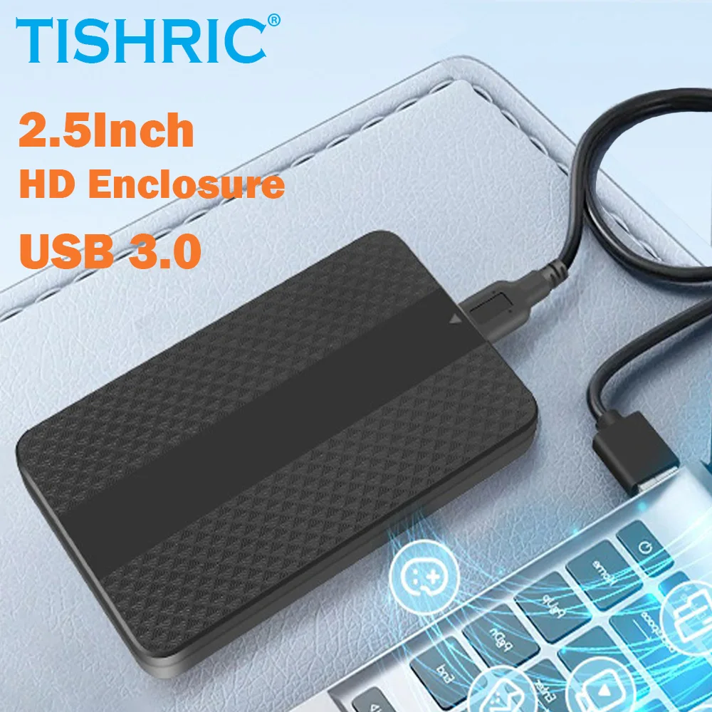 TISHRIC Externes Festplattengehäuse, 2,5-Zoll-SSD-Gehäuse für Festplatte, SATA auf USB3.0, externes Gehäuse für Gaming, PC, Laptop, PS5, PS4 Image