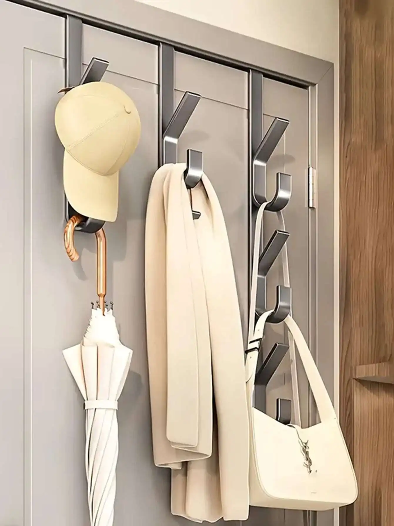 Einfache Installation, Türhaken, stabiler Kleiderständer aus Metall, geeignet für Kleidung, Hüte und Taschen, platzsparendes Design, geeignet für Schlafzimmer