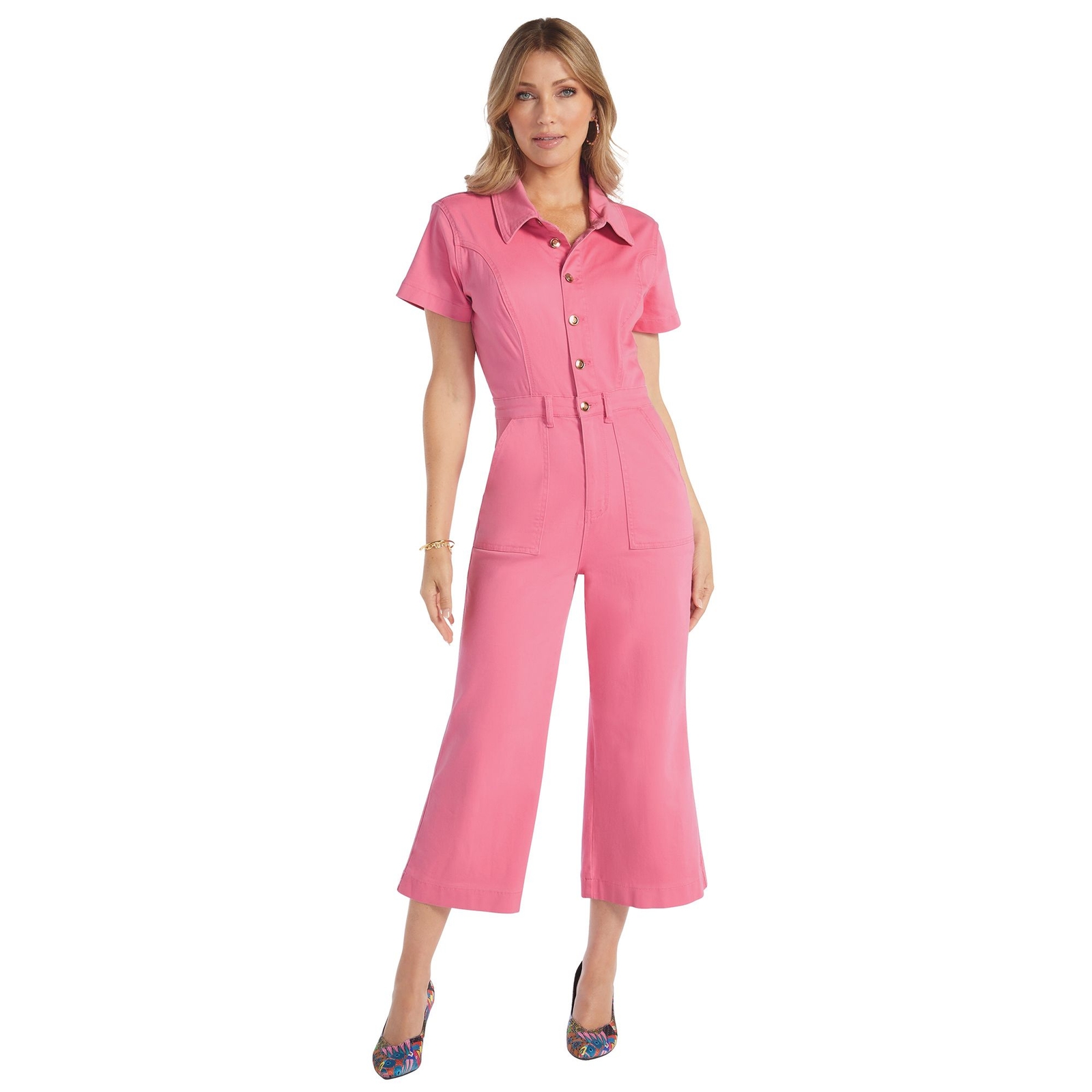 Masseys Denim Jumpsuit (Size 16) Strawberry Pink Wash, Cotton,Spandex