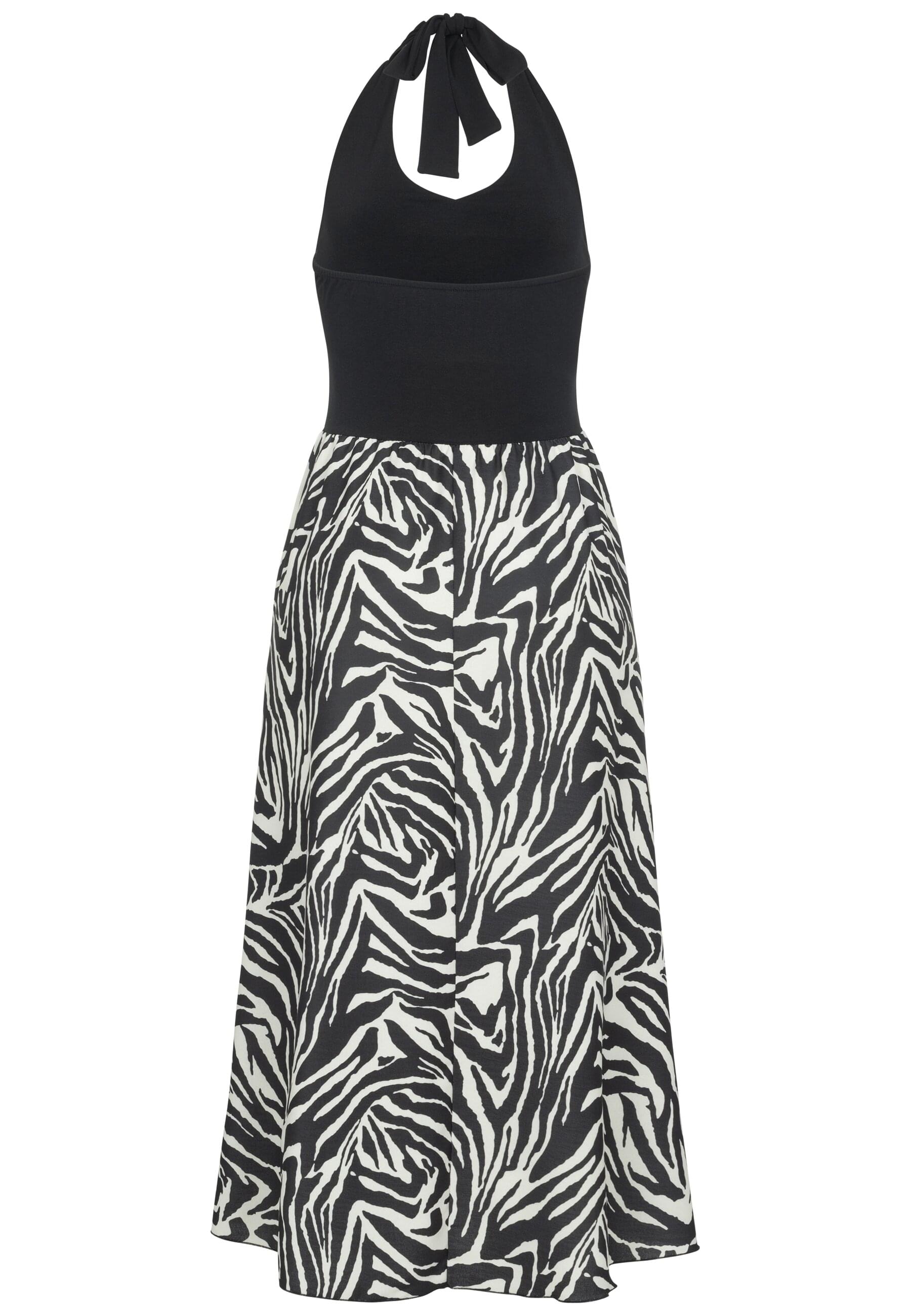 Shirtkleid CLOUD 5IVE "CLOUD 5IVE Maxi Neckholder-Dress with zebra print", Damen, Gr. M, US-Größen, schwarz, weiß, 95% Polyester, 5% Elasthan, normal, Kleider Shirtkleid