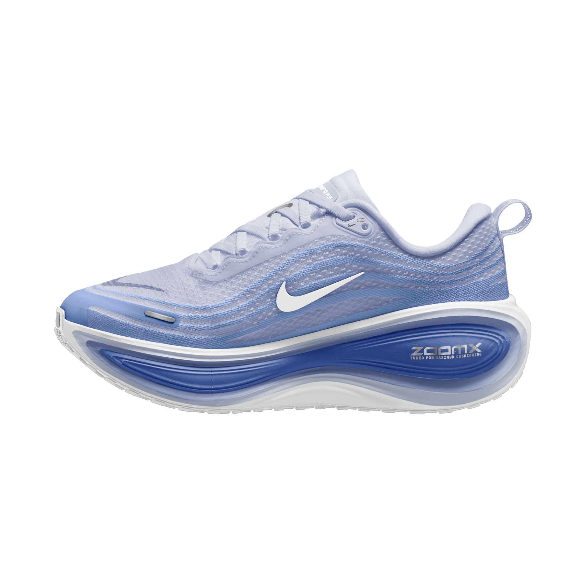Laufschuh NIKE "W NIKE VOMERO PLUS", Damen, Gr. 37,5, football grau, weiß, aluminum, royal pulse, Synthetik, Textil, Schuhe Laufschuh