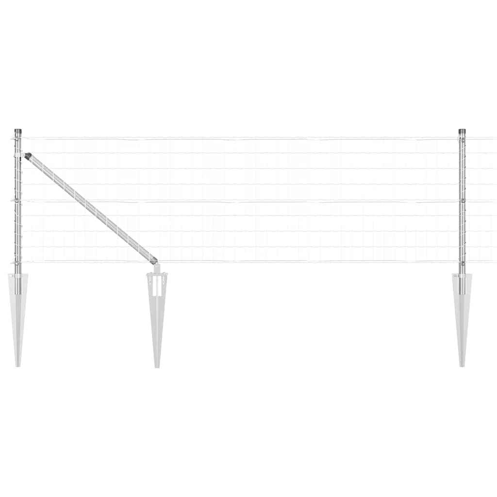 vidaXL Zaun mit Pfosten Silber 0,6 x 10 m Stahl Image