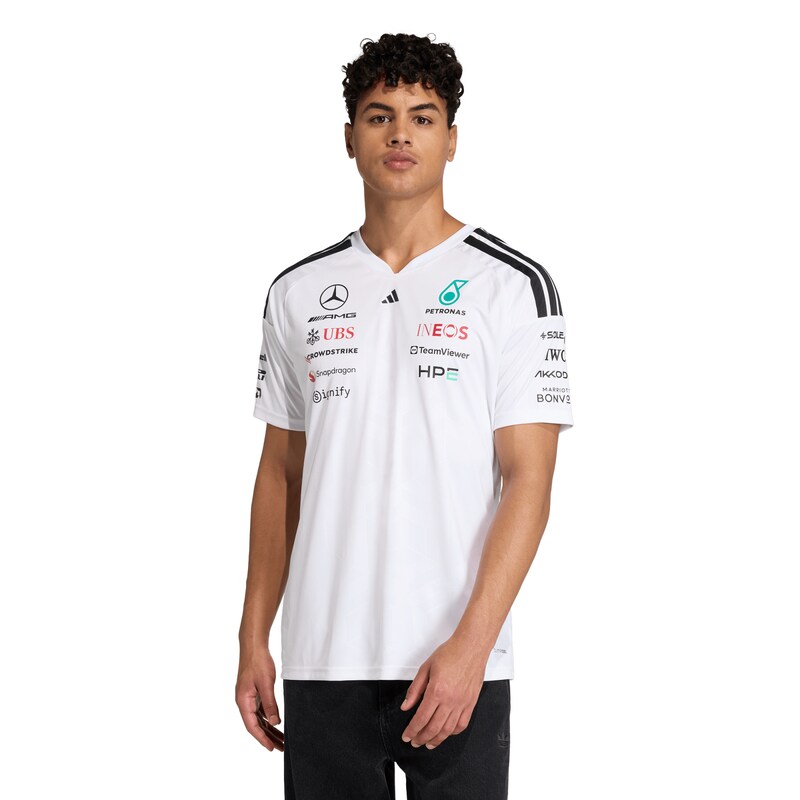 Mercedes AMG Petronas adidas F1 2026 Team-Fahrer-T-Shirt – Weiß Image