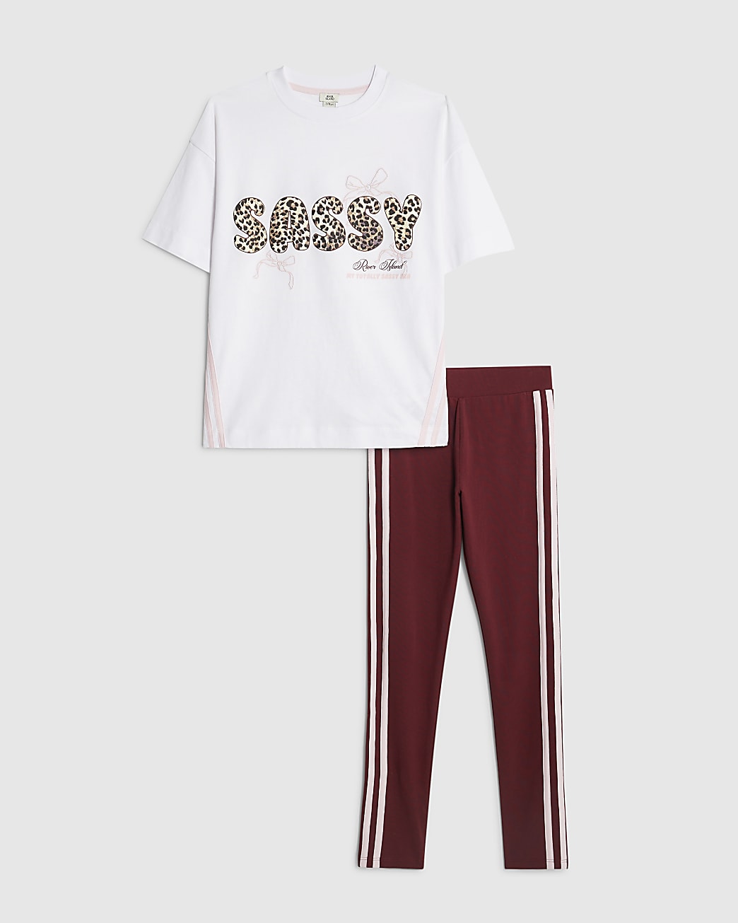 River Island Girls T-shirt & Leggings Set White Sassy Leopard Cotton - Size 5-6Y | River Island Sale | Discount Designer Brands