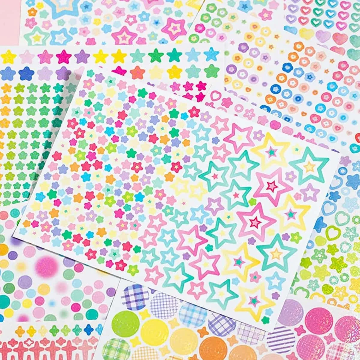 Utalo Riesiges Aufkleberset ab 6000! Glitzer, modisch und niedlich, Holo-Akzente für K-Pop, Journaling, Laptop. 20 Blatt 12 x 17 cm Image