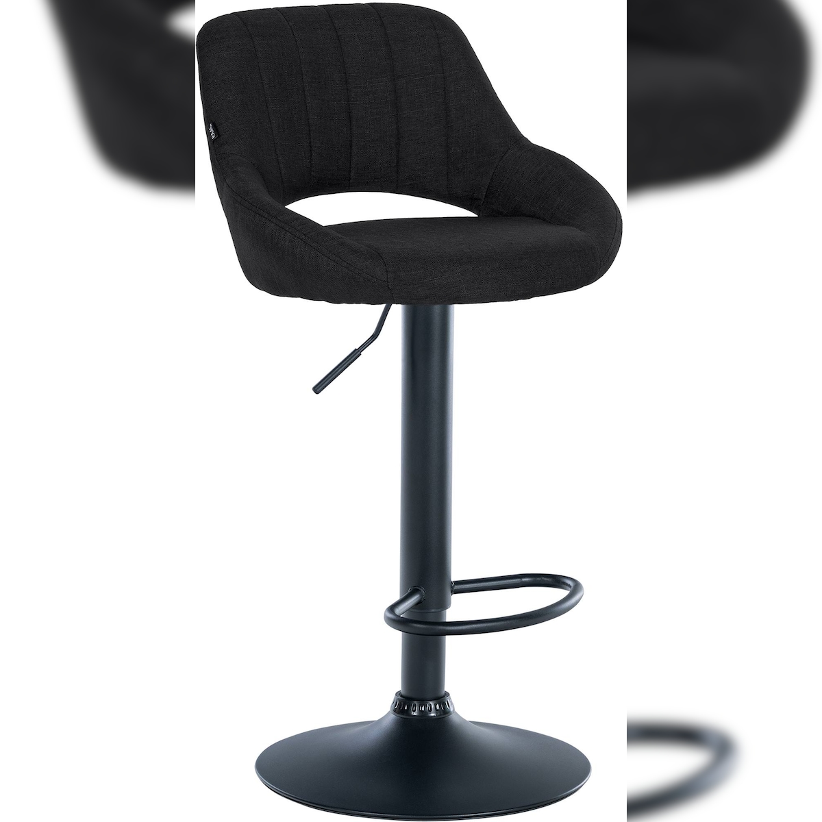 DELUKE Barhocker SEGAD - Stoff Schwarz 46.5x48x85 cm Schwarz | Barstuhl Mit Lehne Tresenhocker Tresenstuhl Kneipenhocker Kneipenstuhl Image