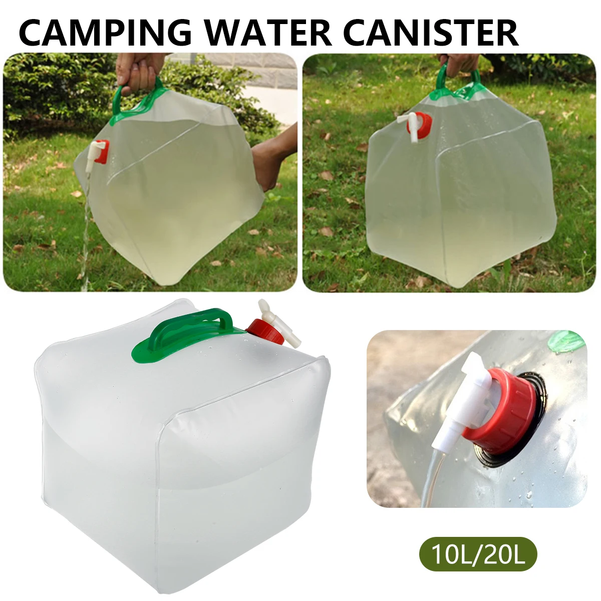 10L/20L Camping Wasserkanister mit Wasserhahn, faltbarer Trinkwassertank, PVC-Wasseraufbewahrungstasche, Wassereimer für Outdoor-Camping, Grillen Image