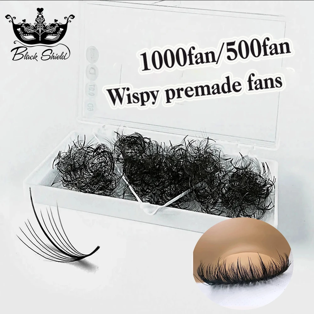 Spitz zulaufende, flauschige 5D 7D 9D C/D Curl Promade Volumen-Wimpernfächer, lose Fächer, Sandwich-Spikes, künstliche Wimpernverlängerung Image