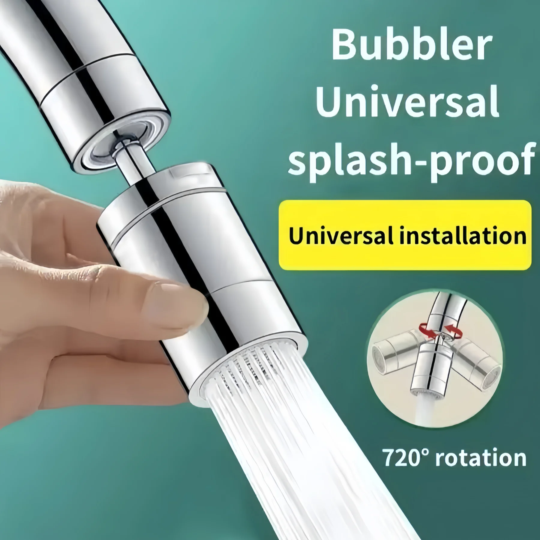 Aérateur de robinet pivotant Fixation de robinet d'évier de cuisine à rotation d'angle de 360 °, rallonge de robinet pour la cuisine Aérateur d'évier de cuisine chromé