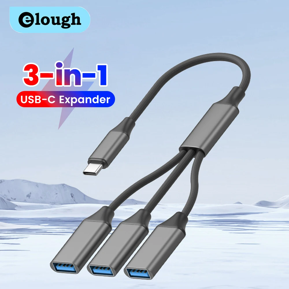 3-in-1-USB-Splitterkabel, USB-A-Buchse auf USB-A-Stecker, Hub, USB 2.0-Buchse auf Typ-C-Stecker, Adapter-Extender für PC-Drucker, U-Disk Image