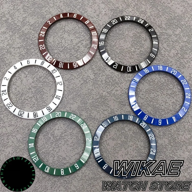 39 mm neue Exp2-Stil 24-Stunden-Digital-Keramik-Uhrenlünette, Schwarz, Blau, Grün, Braun, Einsatz, Grün leuchtende Passform, 40 mm Herren-Uhrengehäuse