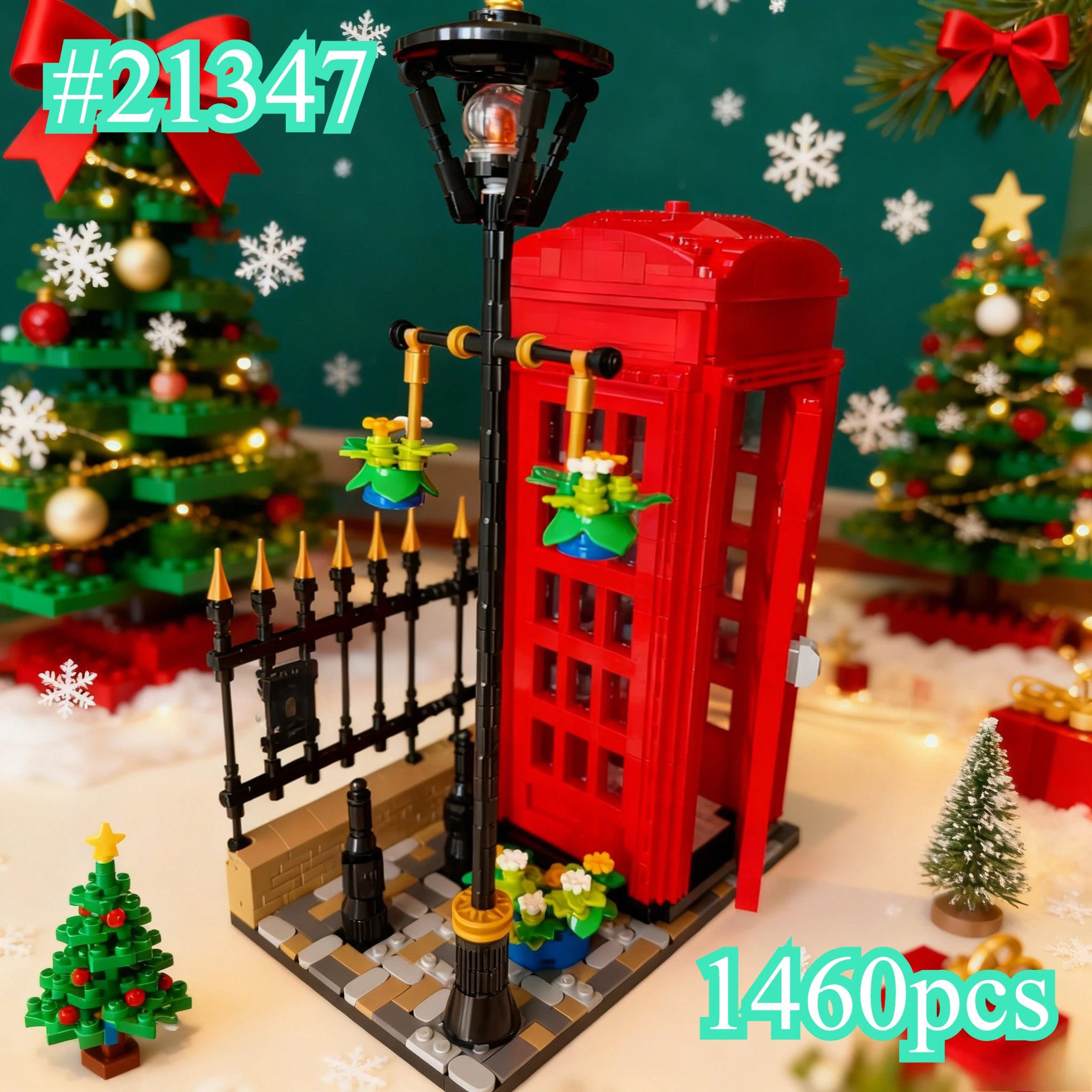 Red Telephone Booth 21347 Building Blocks Sets Compatible with Legoed Particles Suitable for Christmas Gifts 1460pcs