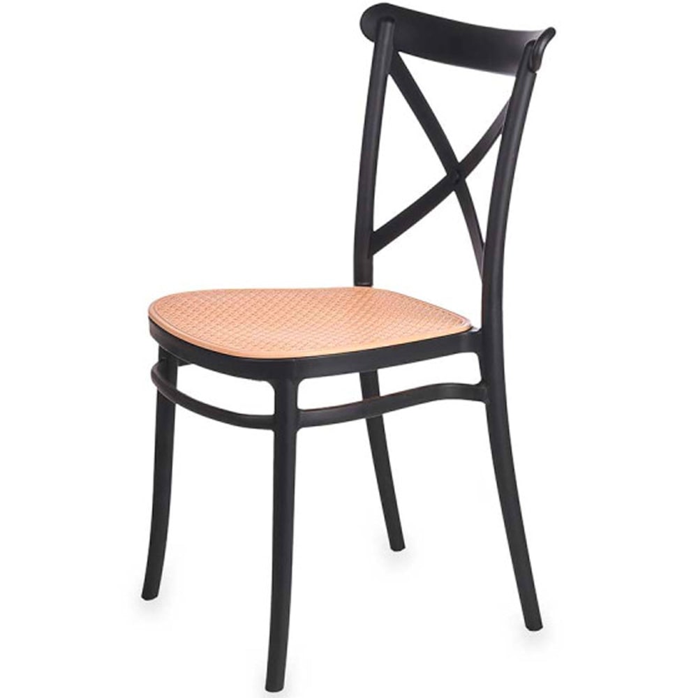 Chaise en plastique noir et beige 51x42x85cm