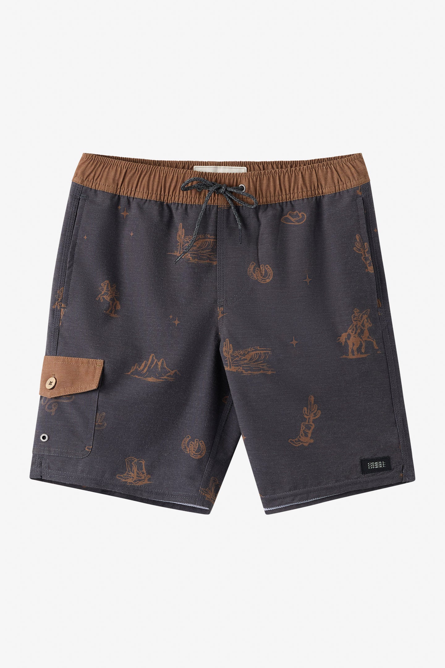 O'Neill Boy's Hermosa Retro 16"" Swim Trunks in Phantom, Size Medium, Elastane/Polyester