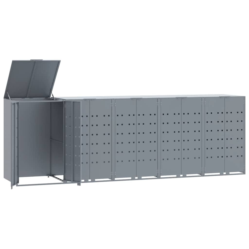 DELUKE Mülltonnenbox GORILO für 5 Tonnen Grau 345x79x117 cm Stahl | Mülltonnenverkleidung 5er Mülltonnenhaus Image