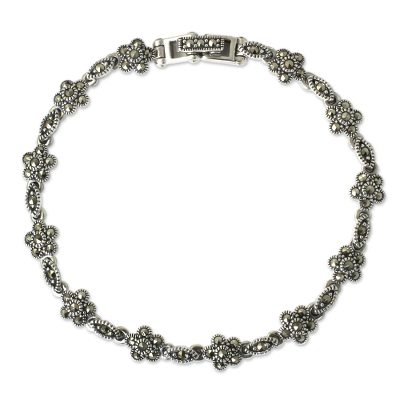 Marcasite link bracelet, 'Daisy Garland'