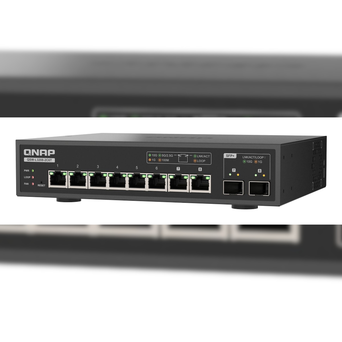 QNAP QSW-L3208-2C6T - Switch - managed - 2 x 10 Gigabit SFP+ + 8 x 100/1000/2.5G/5G/10GBase-T Image