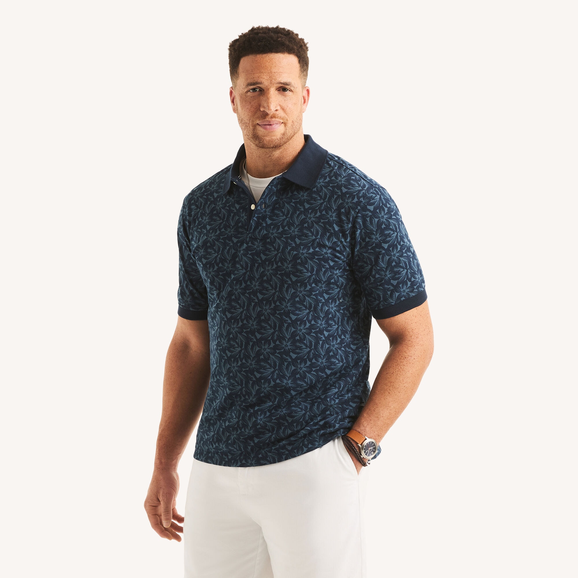 Nautica Men's Big & Tall Classic Fit Printed Polo 482 (Stellar Blue Heather), 6XL