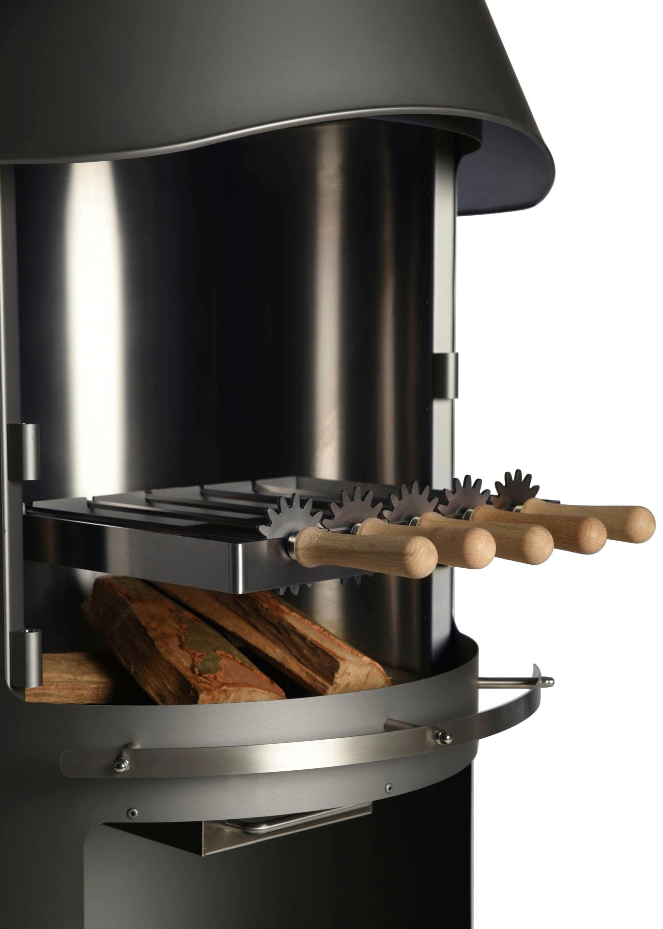 Grillspieß BUSCHBECK "Schaschlikspieß für Edelstahlgrill Auckland und Melbourne", grau (edelstahl), H:10cm L:53cm, Edelstahl, Spieße, Hochwertiger Edelstahl, mit Holzgriffen, Inkl. Halterung