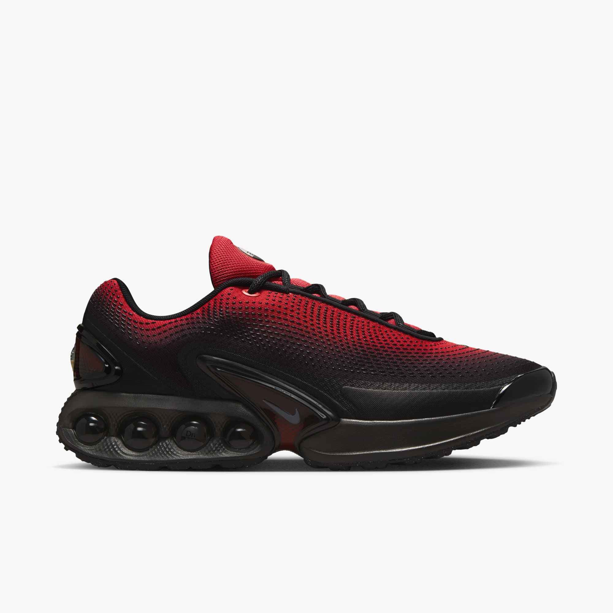 Sneaker NIKE SPORTSWEAR "AIR MAX DN SE", Damen, Gr. 44,5, university rot, dk smoke grau, schwarz, Synthetik, Textil, Schuhe Sneaker