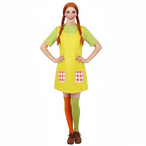 Karneval 2026 Lustiges rothaariges Mädchen Karneval Kleid Ausgefallene Kostüme Cosplay Erwachsene Damen Halloween Karneval Buchwoche Party Einfaches Karnevalskostüm Verkleiden Image