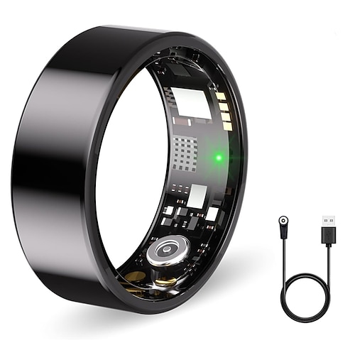 Smartwatch mit Smart-Ringen, Schlaftracker, Herzfrequenzmesser und Blutdruckmessgerät, kompatibel mit Android und iOS, Unisex, wasserdicht (IP65), 57-mm-Gehäuse Image