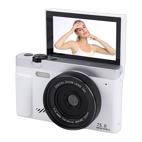 4K-Digitalkamera für Fotografie, 4K 75MP 18-fach Zoom WLAN Kompakte Retro-Kameras mit spiegellosem Digitalzoom und 3,0-Zoll-Drehbildschirm mit App-Verschönerungsfunktion für
