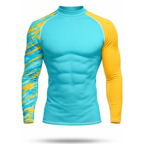 Herren Anti UV Shirt T-Shirt zum Schwimmen Abstrakt UPF50 UV Schutz Schnelltrocknend Langarm Bademode Schutz gegen Hautausschlag Surfen Kanufahren Strand Sommer Image