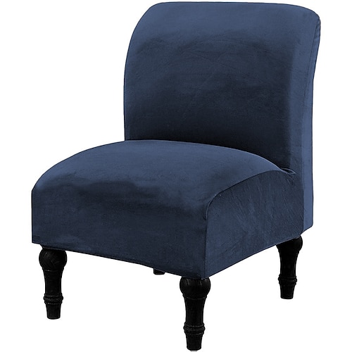 Samtbezug für armlose Akzentstühle, weicher Stretch-Sesselüberzug ohne Armlehnen, abnehmbarer Möbelschutz für armlose Stühle im Wohnzimmer/Esszimmer/Hotelbereich Image