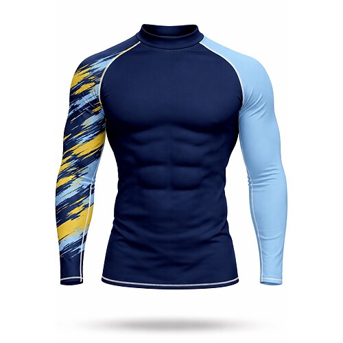 Herren Anti UV Shirt T-Shirt zum Schwimmen Abstrakt UPF50 UV Schutz Schnelltrocknend Langarm Bademode Schutz gegen Hautausschlag Surfen Kanufahren Strand Sommer Image