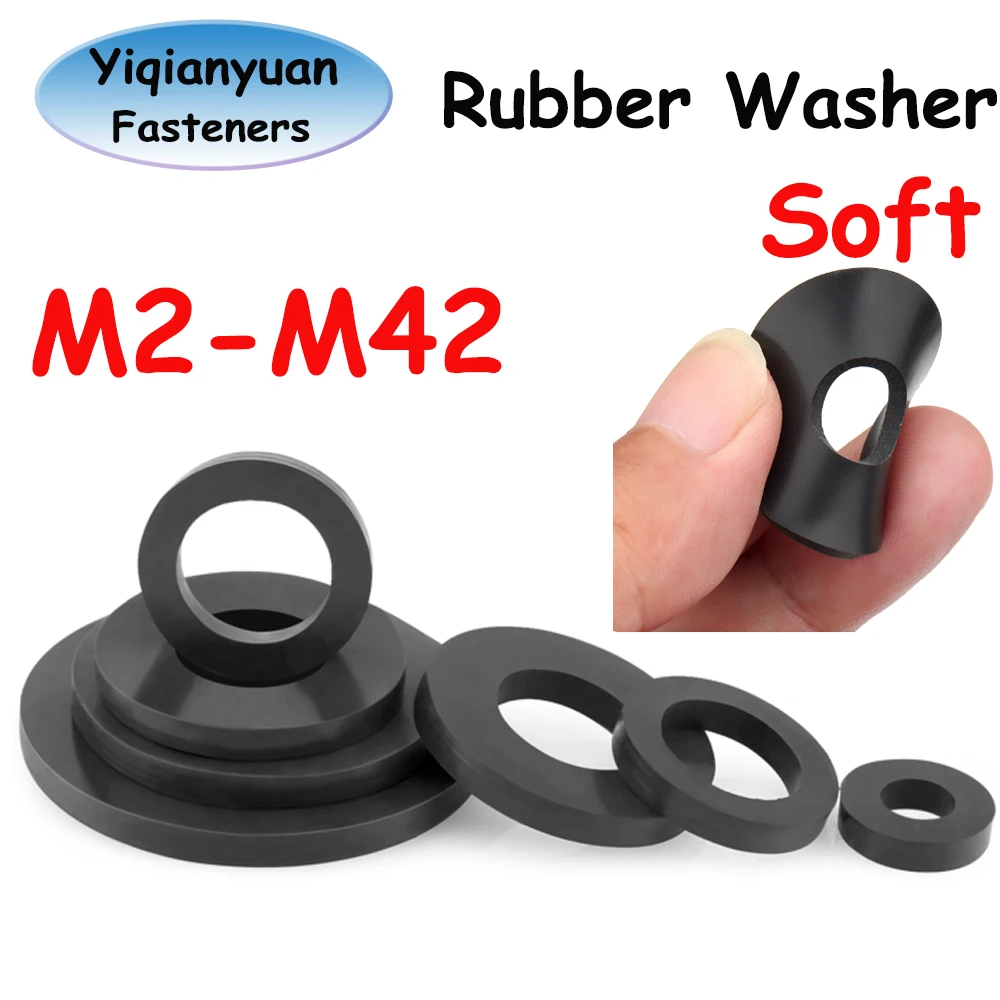 Yiqianyuan M2 M2,5 M3 M4 M5 M6 M7 M8 M10 M12~M42 Schwarze weiche Gummi-Unterlegscheibe, Isolations-Dichtungsring, Gummi-Unterlegscheibe, Dichtung Image
