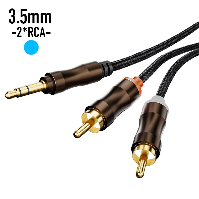 RCA auf 3,5 mm Klinke Aux Audiokabel Hifi Stereo 3,5 mm auf 2RCA Splitterkabel für Heimkino TV PC Verstärker DVD Lautsprecherkabel Image