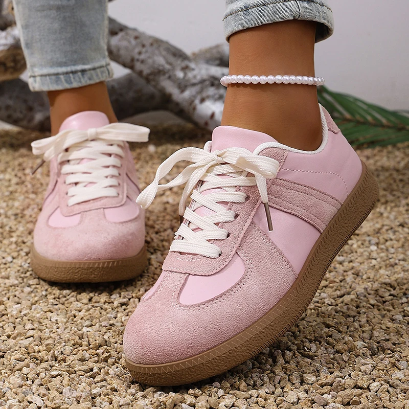 Scarpe da ginnastica con suola spessa rosa da donna 2026 Scarpe sportive con plateau in pelle scamosciata sintetica primavera Donna Plus Size 43 Scarpe basse casual antiscivolo