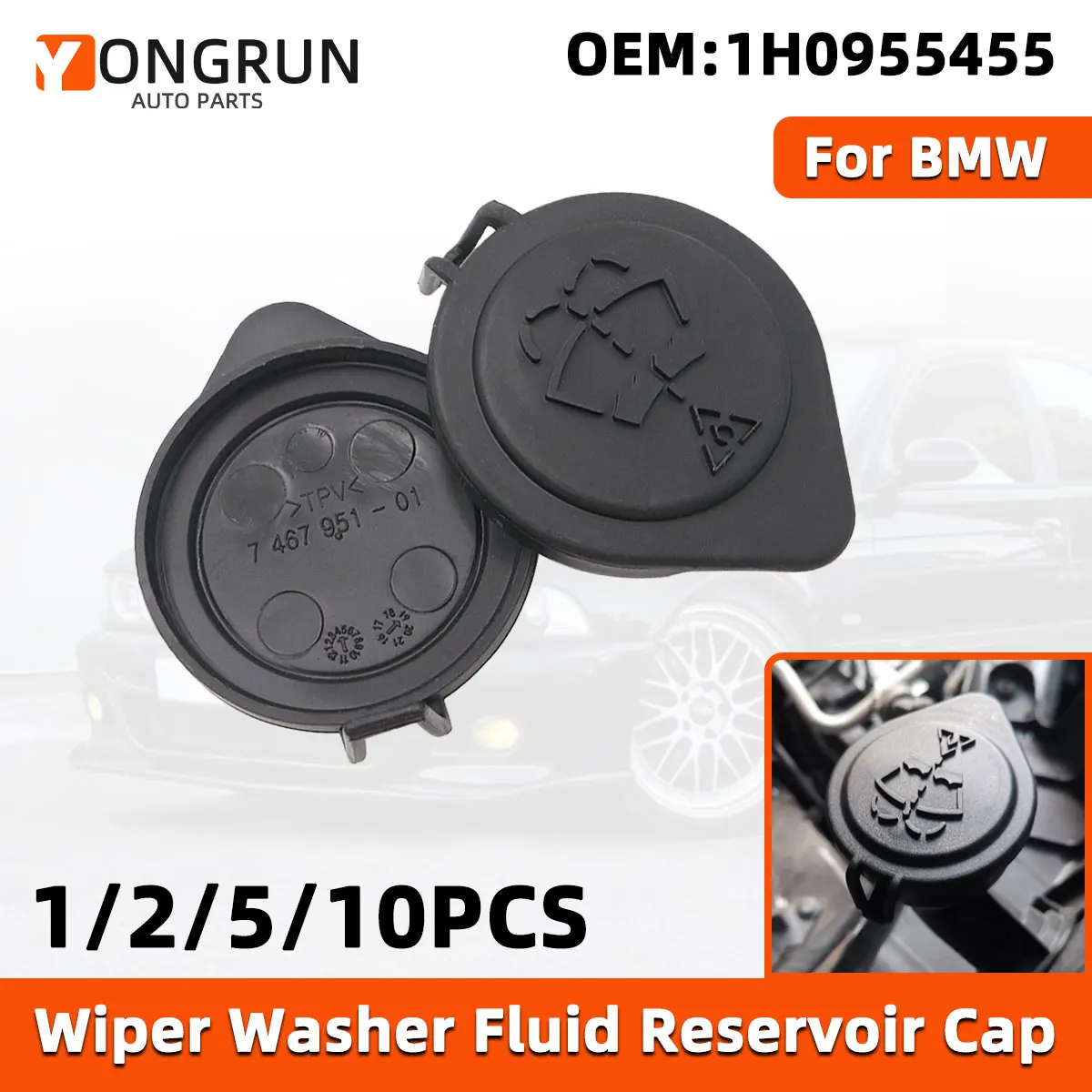 YONGRUN 1/2/5/10 Stück Auto-Scheibenwischer-Reinigungsflüssigkeitsbehälter-Flaschenverschluss 61667264145, geeignet für BMW E46 E90 E88 E60 X3 Image