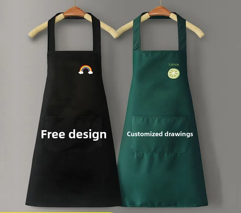Wasserdichte und ölbeständige Schürze mit individuellem Logo-Druck – Küche, Zuhause, Kochen, Lebensmittelservice – abwischbare PVC-Taillenschürze, Image