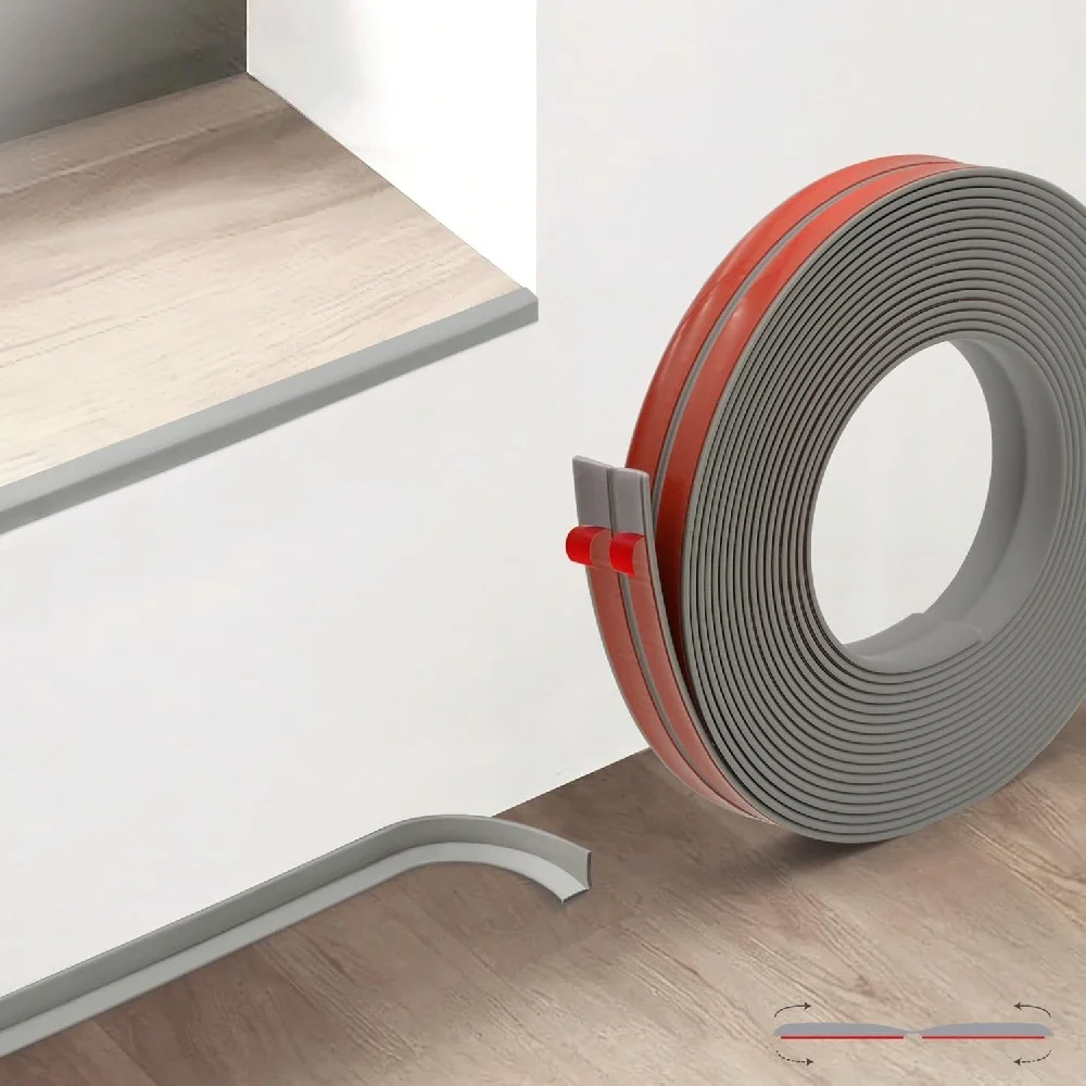 1 Stück 3 Meter x 2 cm Innen- und Außeneckenleiste, flexible Wandecken-Schutzleiste, selbstklebende Kanten- und Bodenübergangsleiste Image