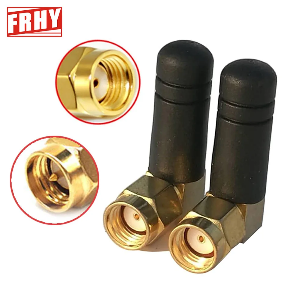 2 Stück ultrakompakte 2,4-G-Mini-WLAN-Antennen mit 2 dBi Verstärkung, rechtwinkliger SMA-Stecker für Motherboard, Router, Modem Image