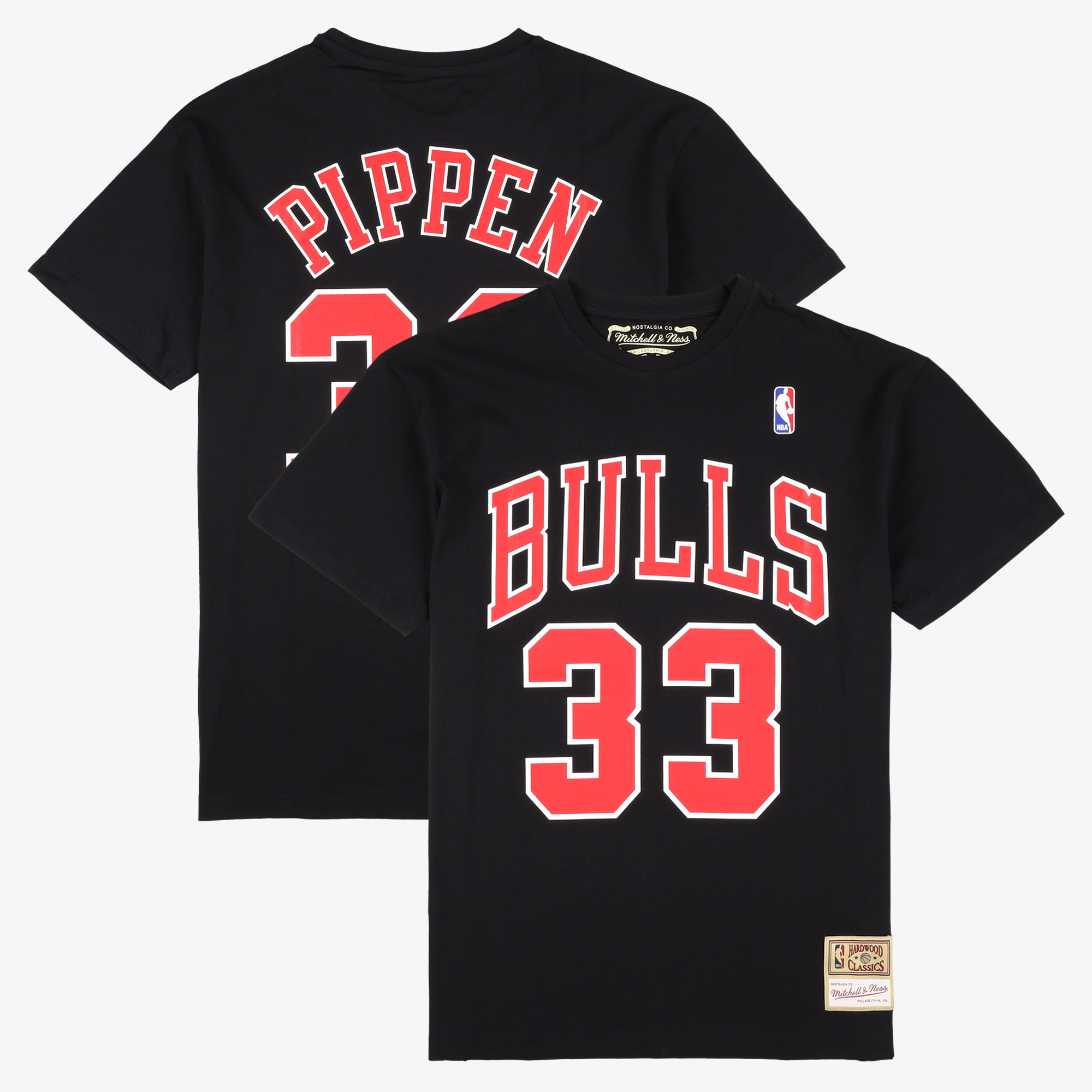 Scottie Pippen Schwarzes Chicago Bulls Namens- und Nummern-T-Shirt – Herren Image