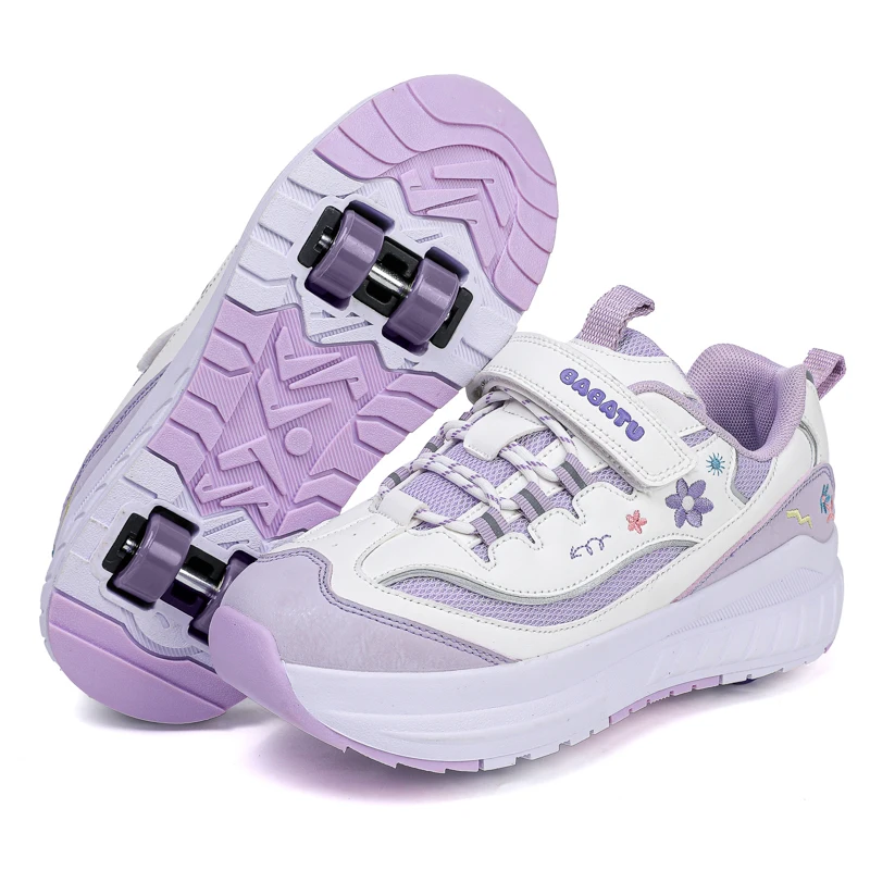 Rollschuhschuhe für Jungen und Mädchen, 4-Rad-Inline-Skates, Outdoor-Skating, Parkour, abnehmbares Rad, Damen und Herren, Rollschuh, Größe 29–40